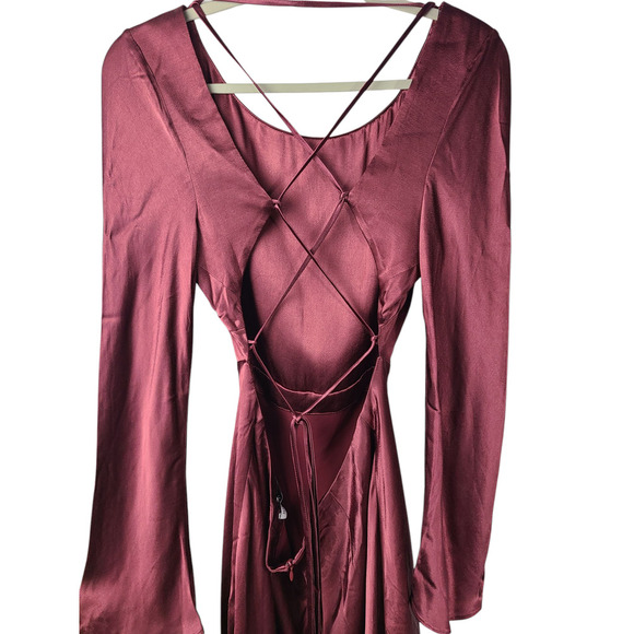 Shona Joy Elia Open Back Tie Mini Dress Burgundy US Size 10 NWT - Picture 11 of 12